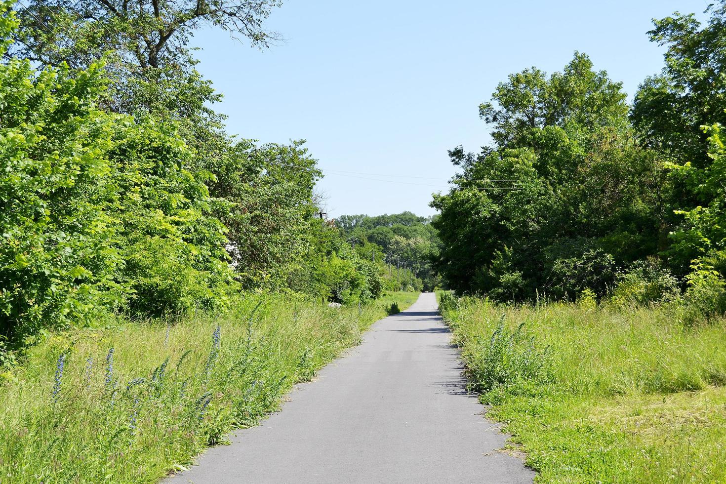 Beautiful empty asphalt road in countryside on colored background photo