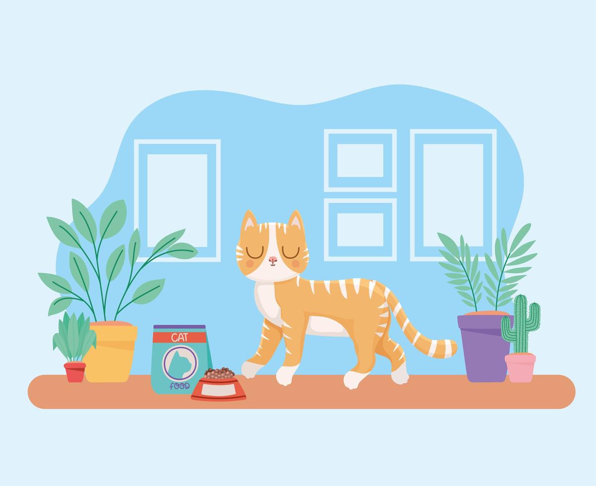 cat in walking room vector