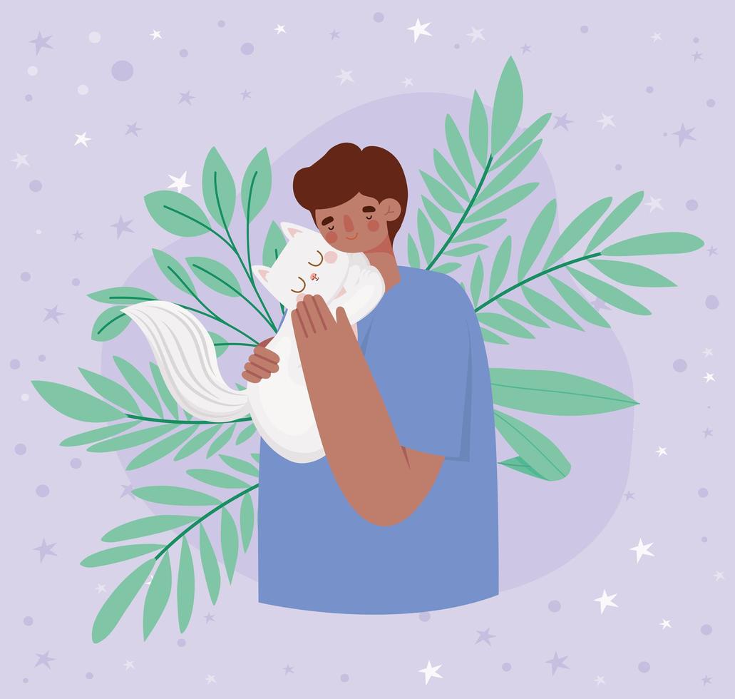 man holding cat vector