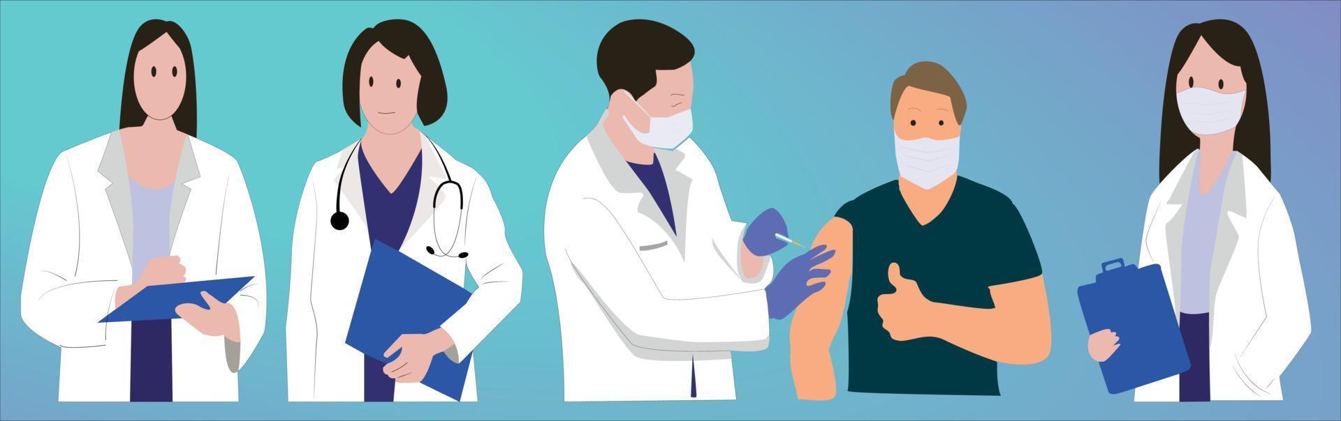 Men and women doctors. A group of medical workers. vector