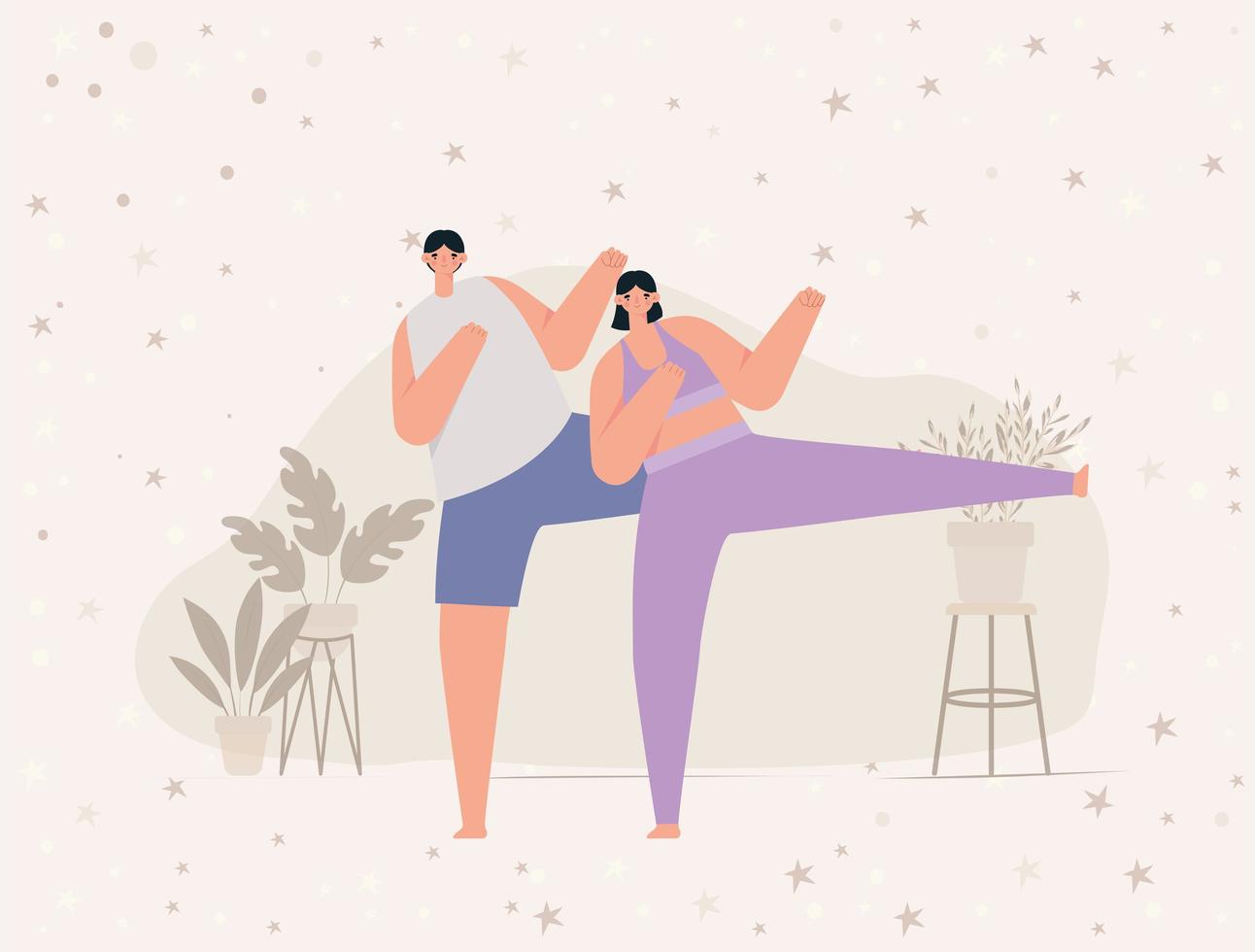 fitness couple icon vector