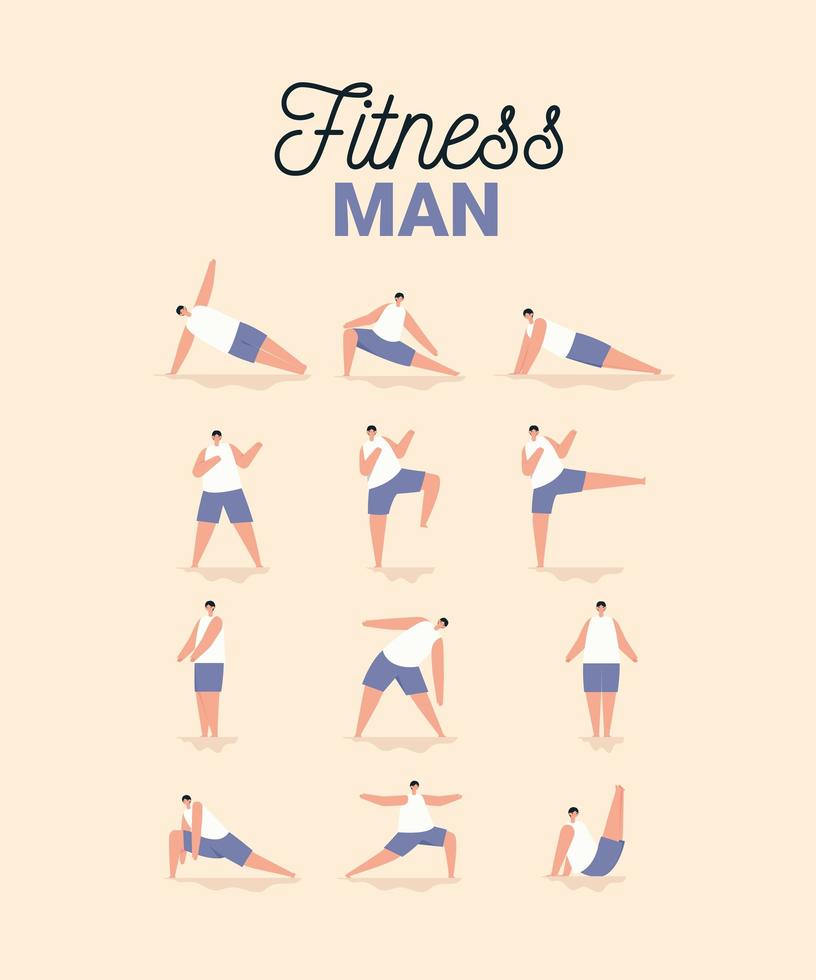 fitness man card vector