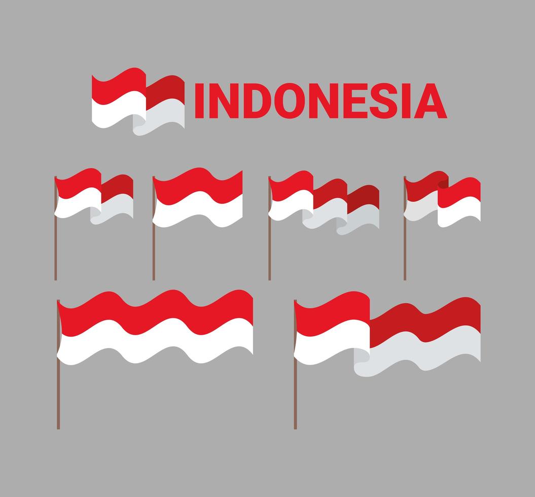 elementos de banderas de indonesia vector