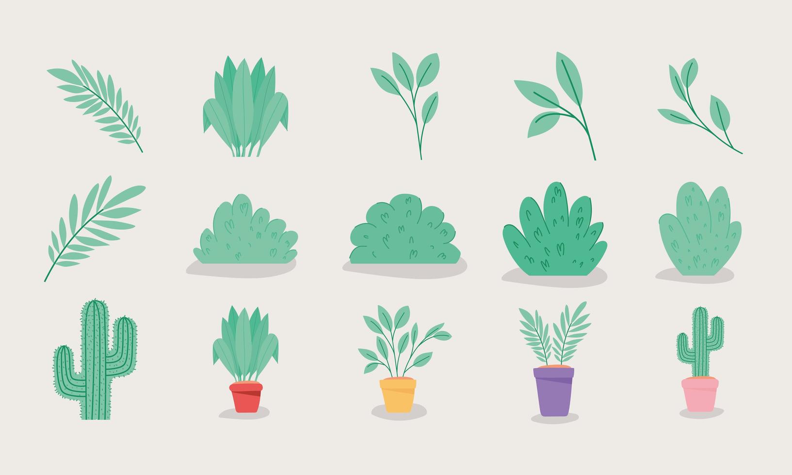 green plants items vector