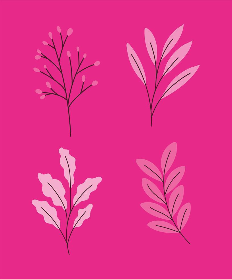 four pink plants vector