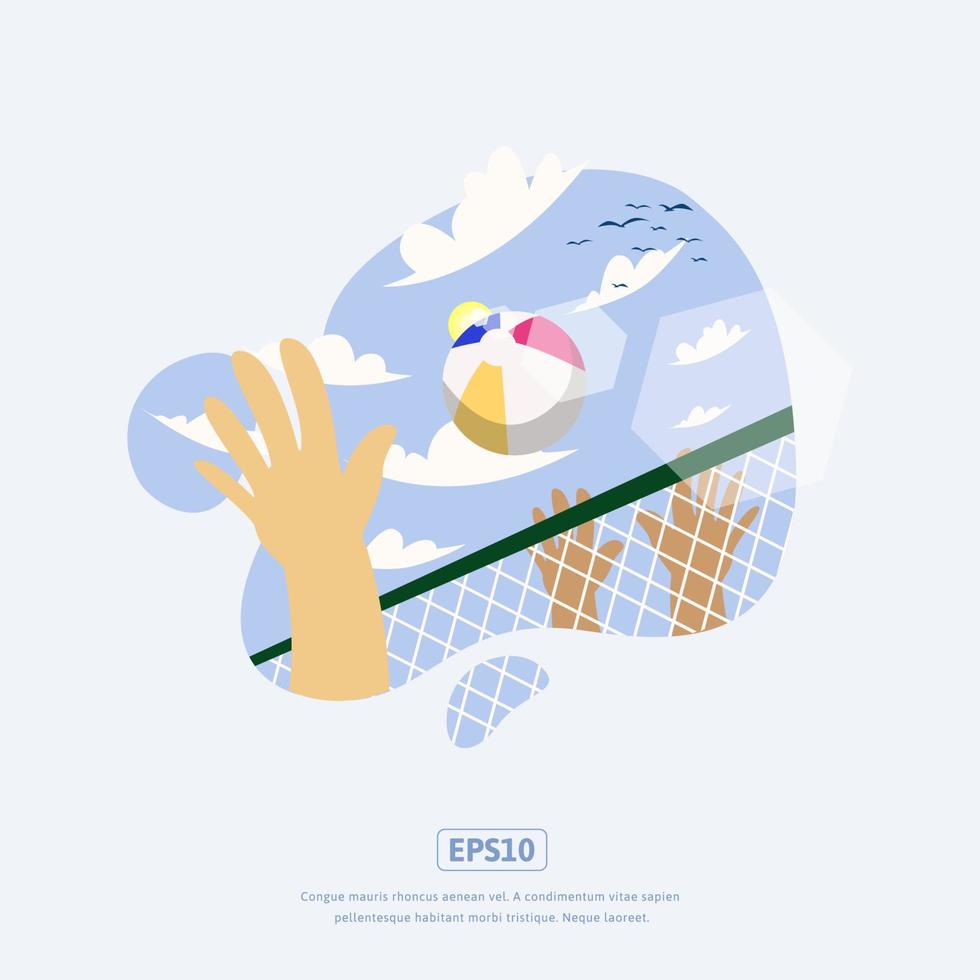 summer illustration, with hand and ball vector