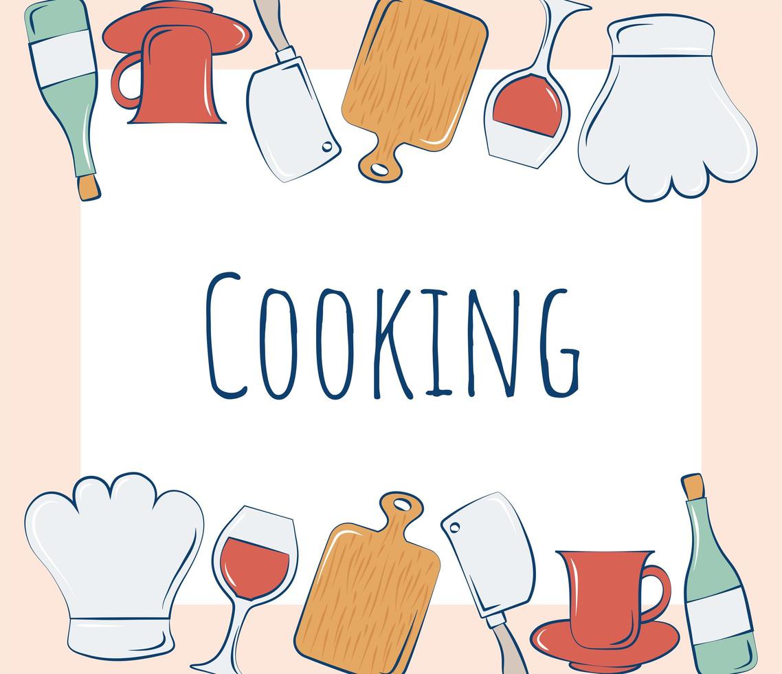 cooking items card vector
