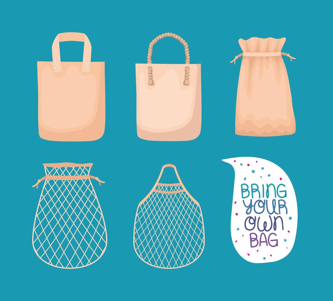 eco and mesh bags vector