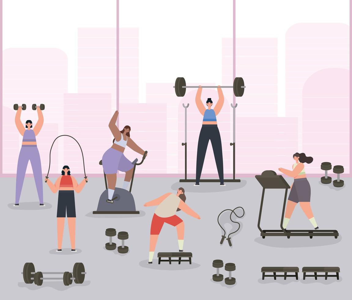 gimnasio grupo femenino vector