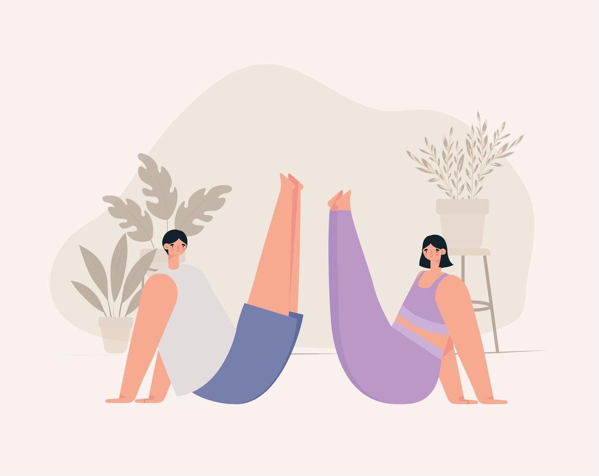 ilustración de pareja meditando vector