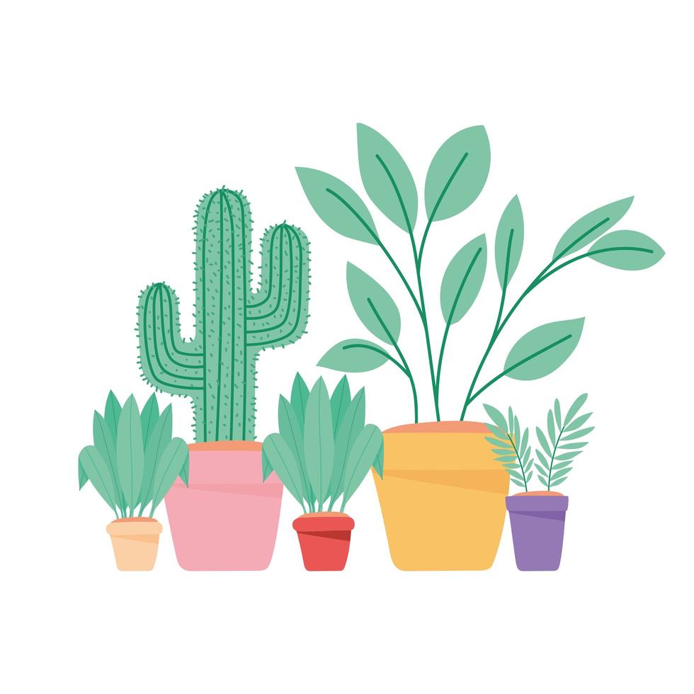 grupo de plantas verdes vector