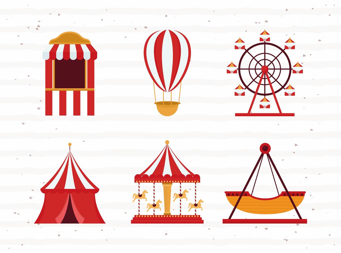 six carnival items vector