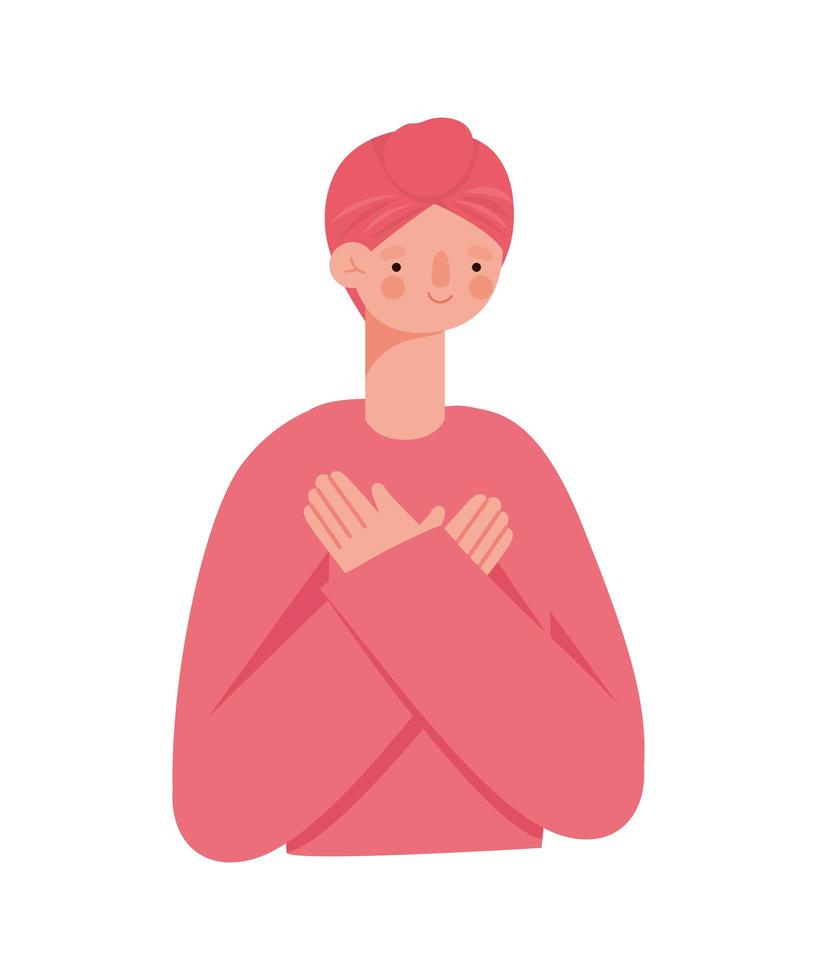 mujer con turbante rosa vector