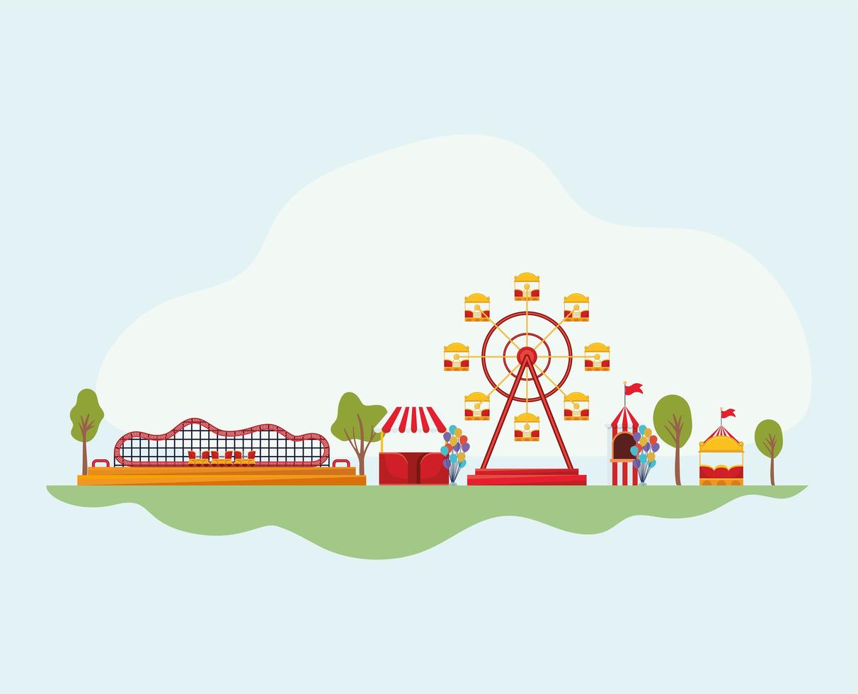 circus and rollercosters vector