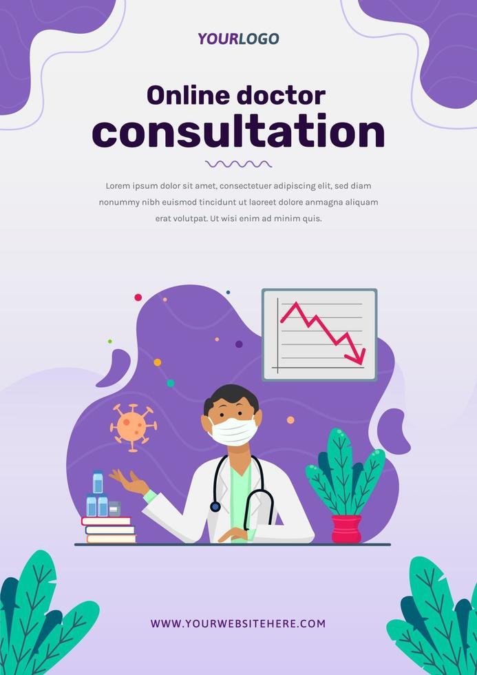 Poster template, with illustration character, book, plants and statistic vector