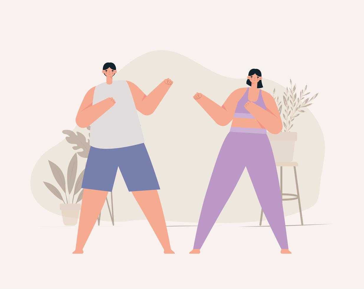 couple doing exercice vector