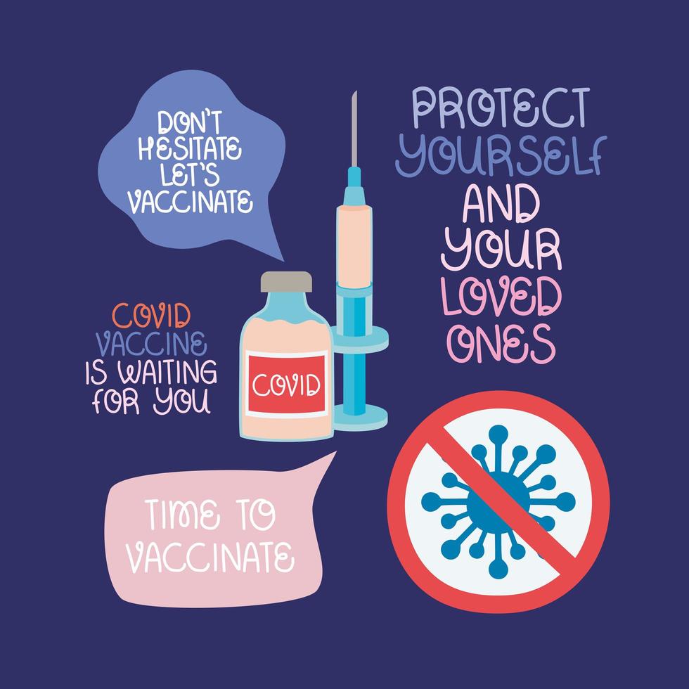 covid vaccine texts vector