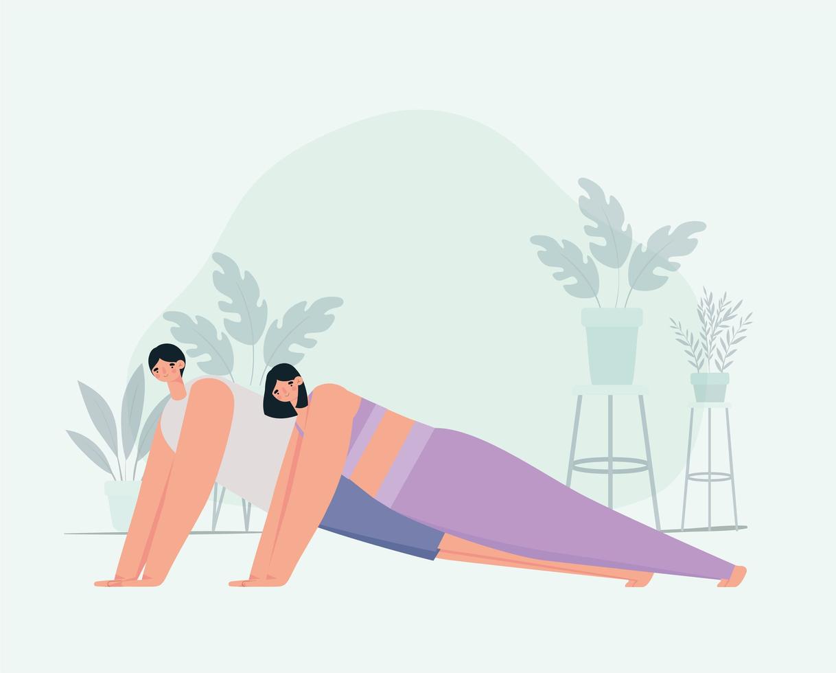 couple practicing exercice vector