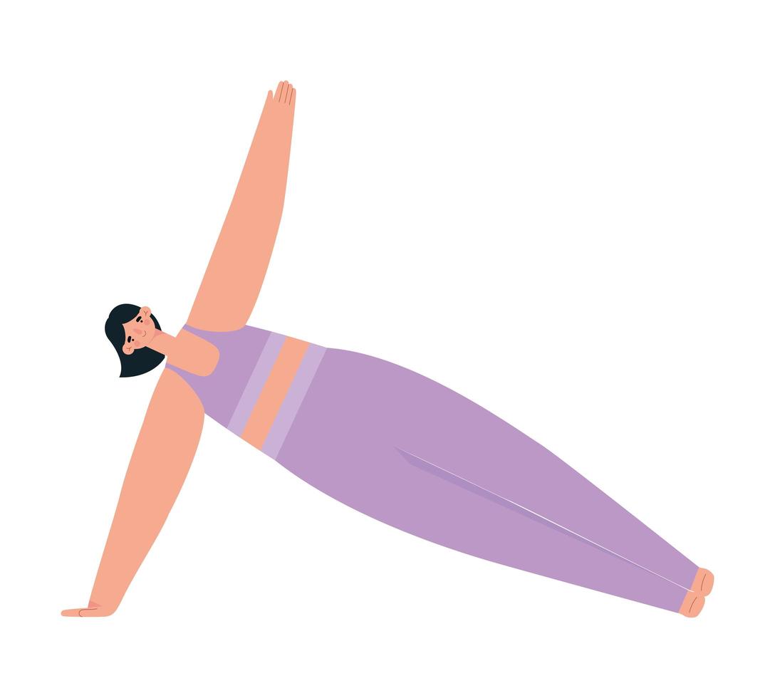 mujer practicando yoga vector