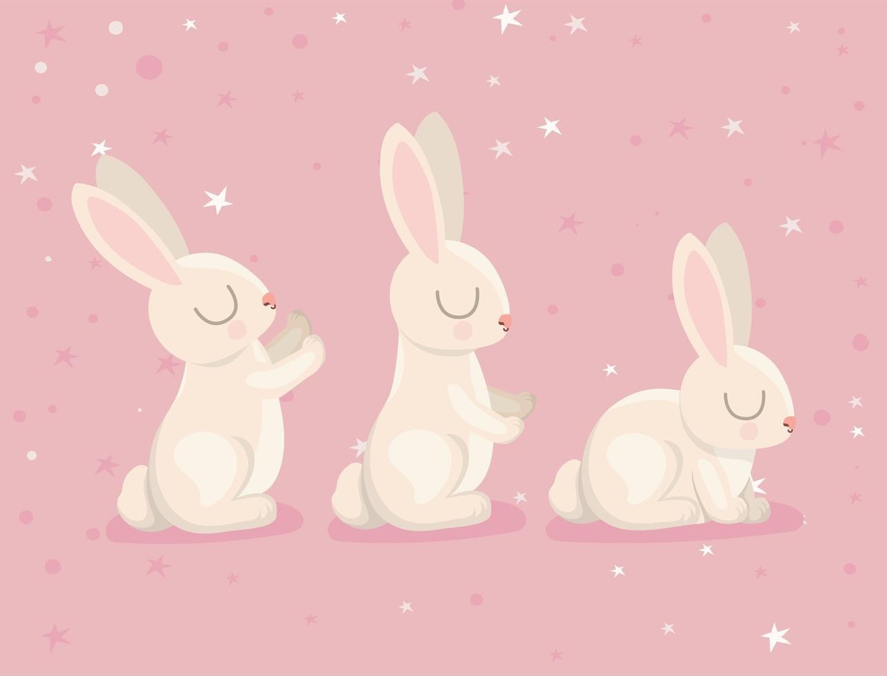 three pretty bunnies vector