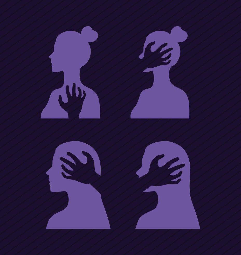 four sexual abuse icons vector