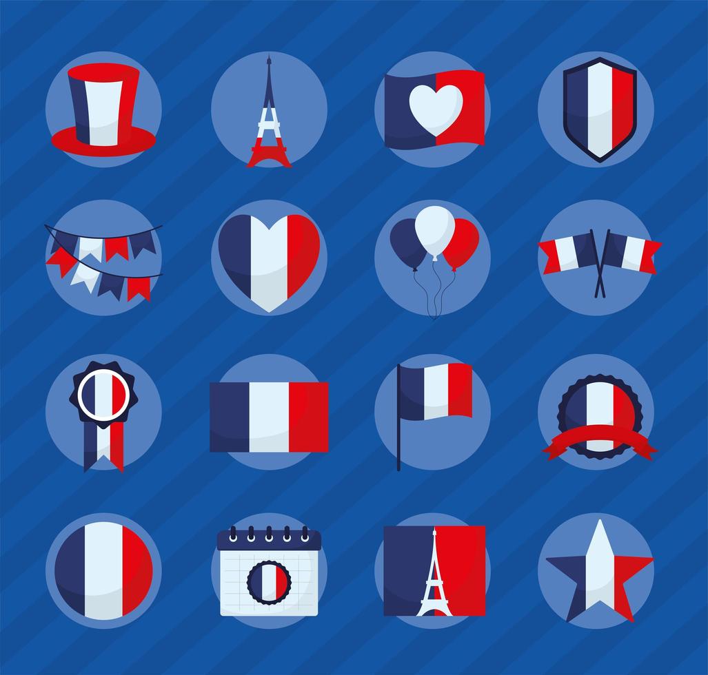 bastille day illustration pack vector