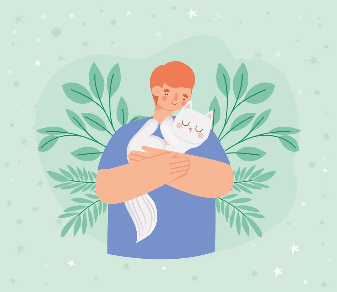 man holding kitten vector