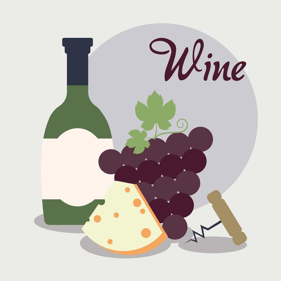 tarjeta de iconos de vino vector