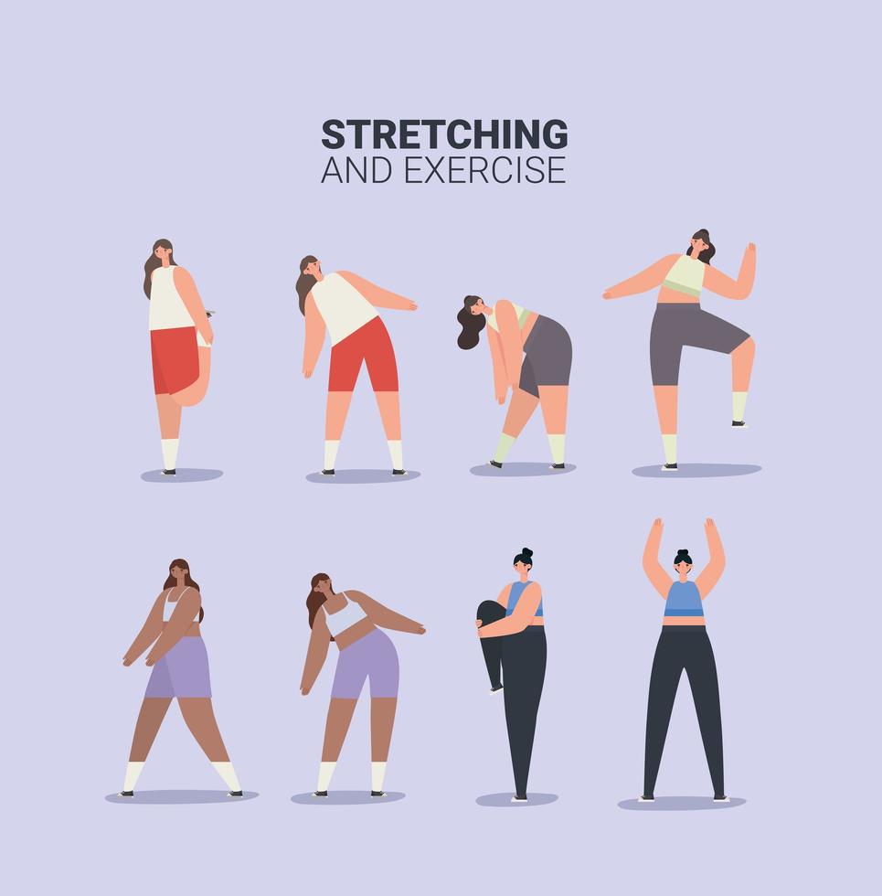 women stretching design vector