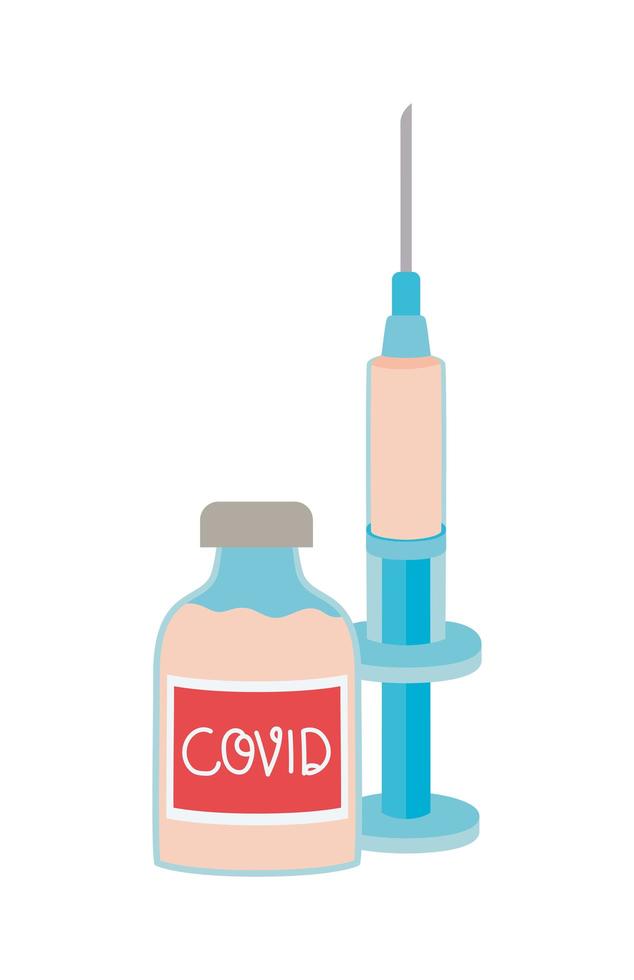 covid vaccine and syringe vector