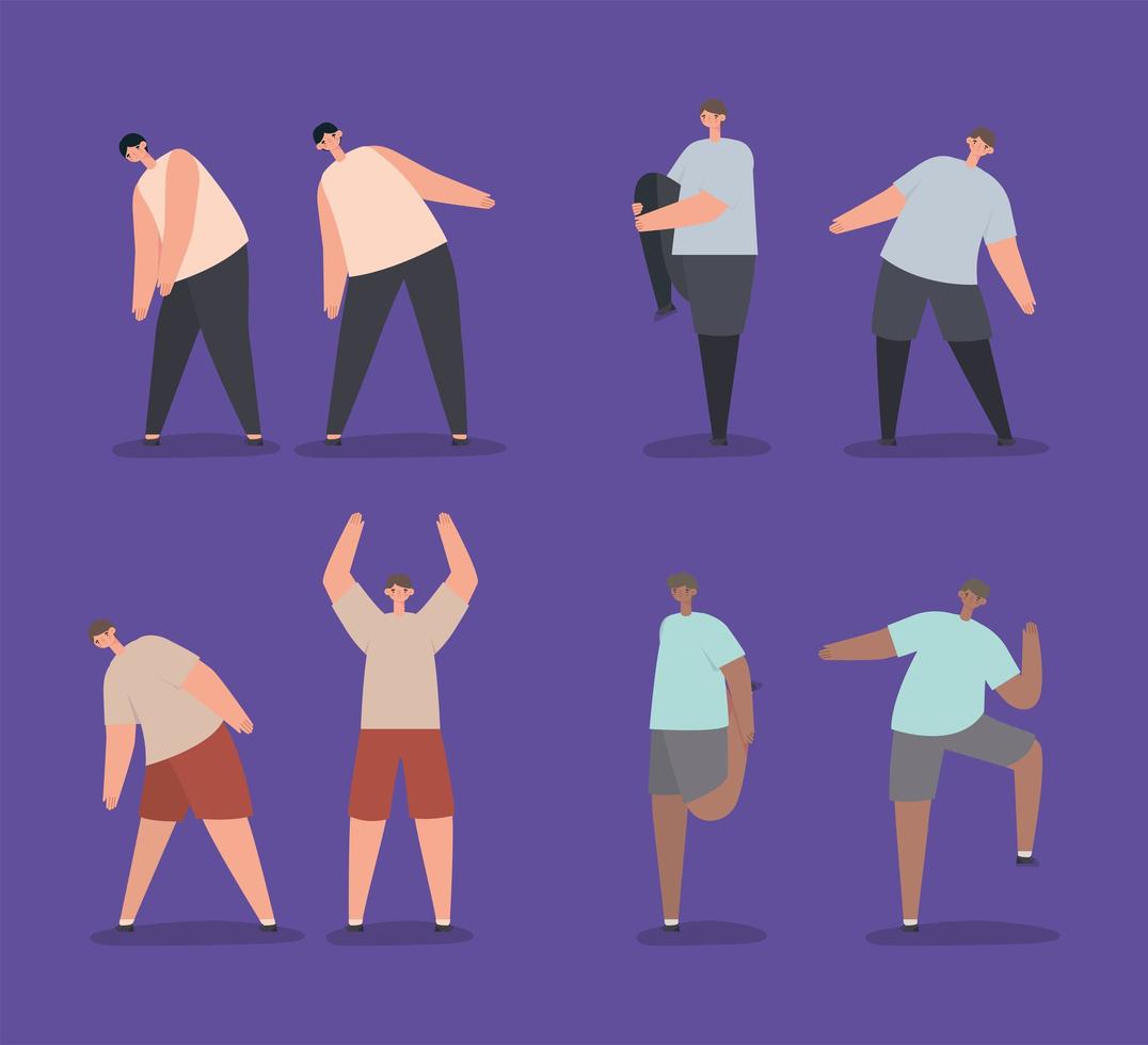 group of guys stretching vector