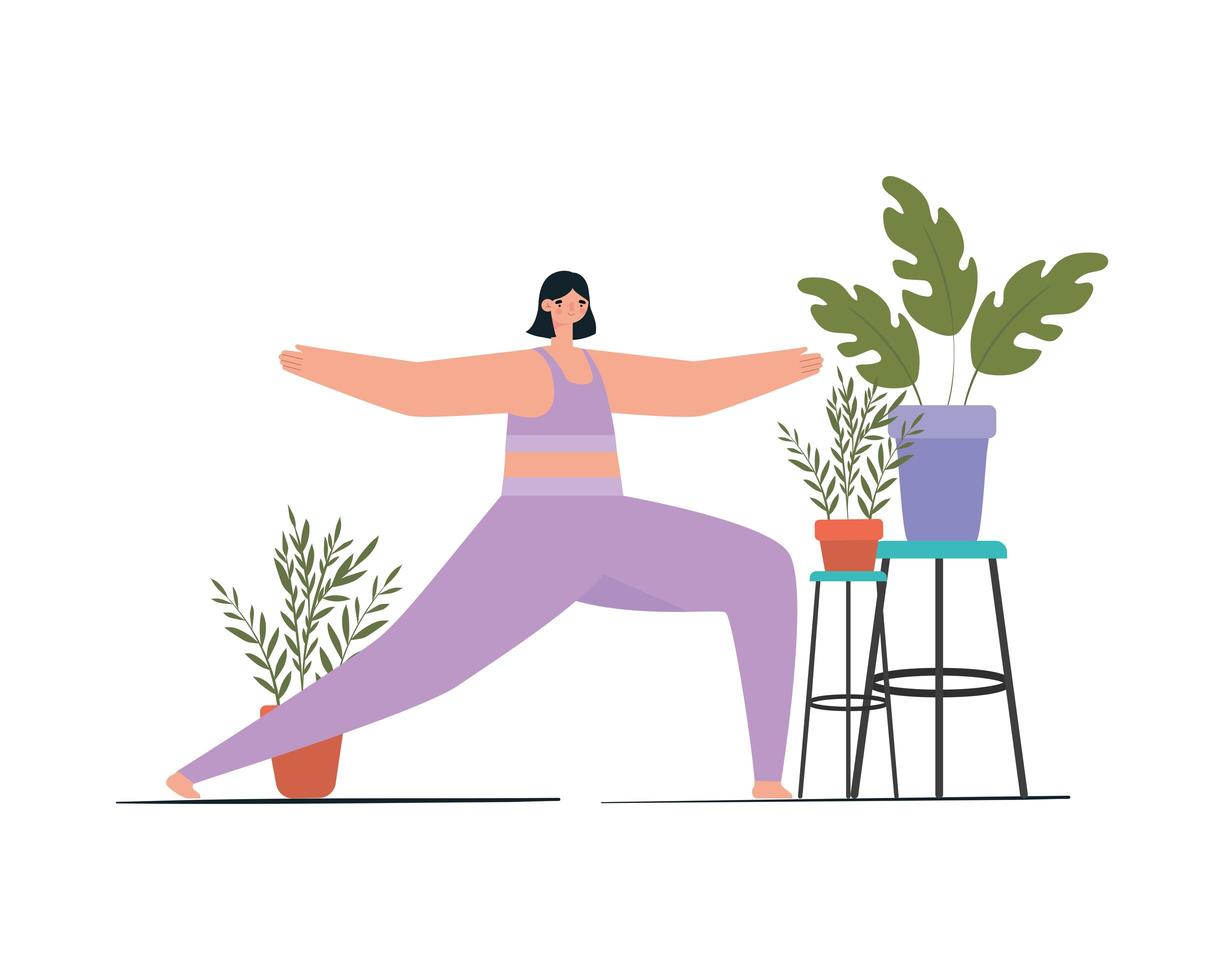 bella mujer haciendo yoga vector