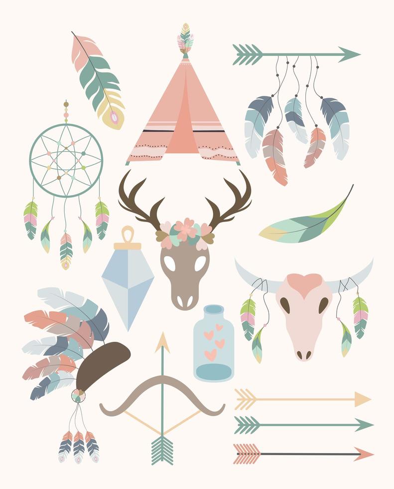 pretty boho items vector