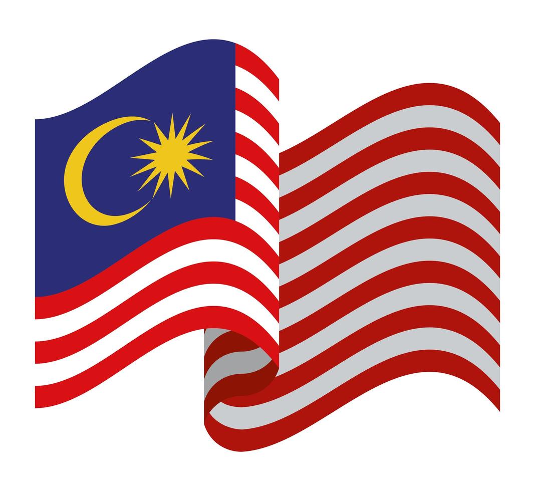 diseño de la bandera de malasia ondeada vector