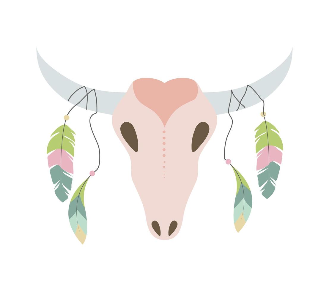 ilustración de cráneo de bisonte boho vector