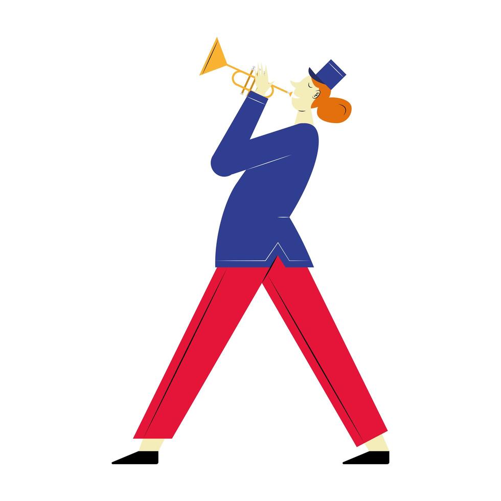 female trumpeter marching band vector