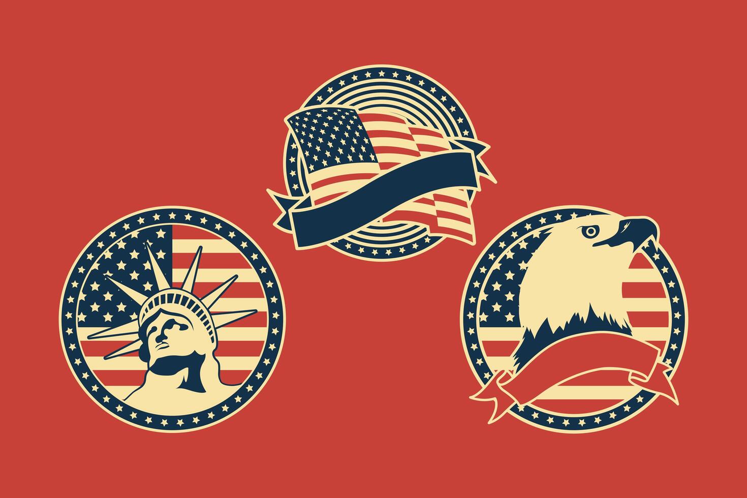 tres insignias de estados unidos vector