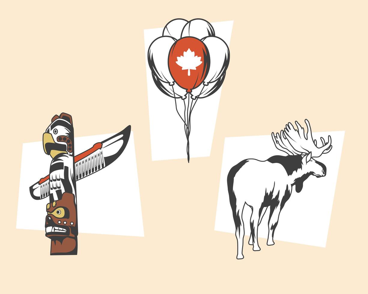 canada day three items vector