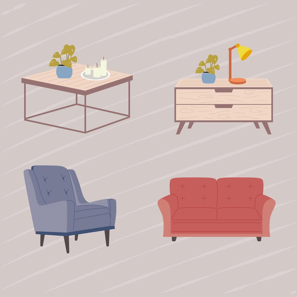 decoración de la casa cómoda vector