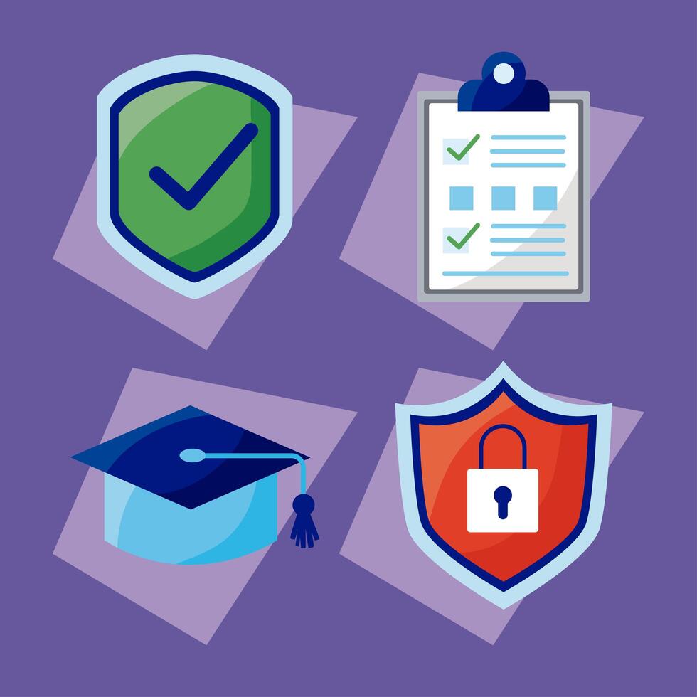 four insurance service icons vector
