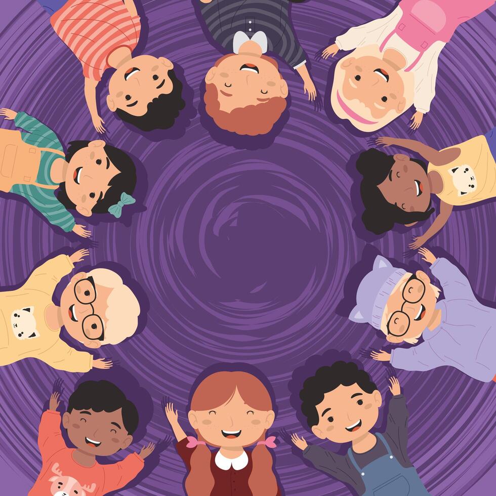 ten little kids around vector