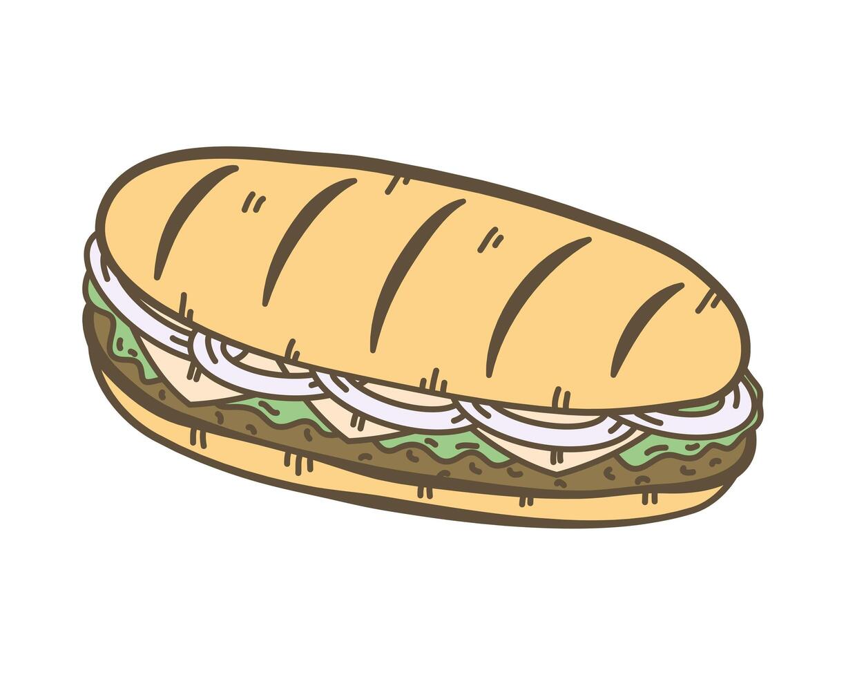 long sandwich fast food vector