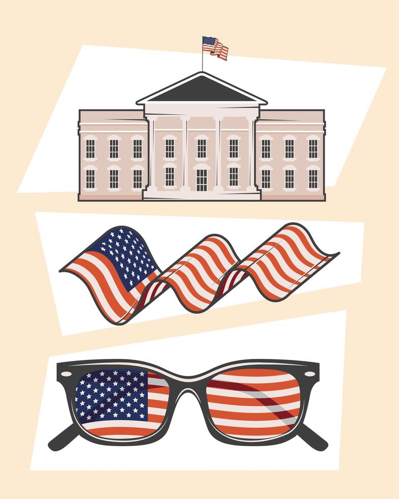 usa three icons vector