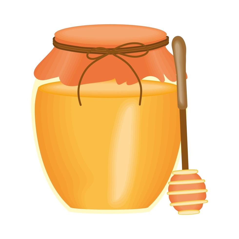 tarro de miel y cuchara vector