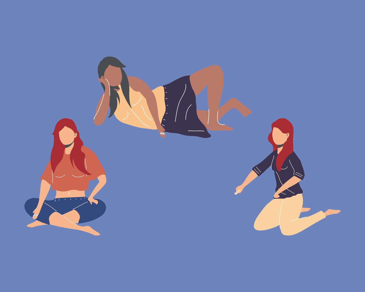 three girls playing vector