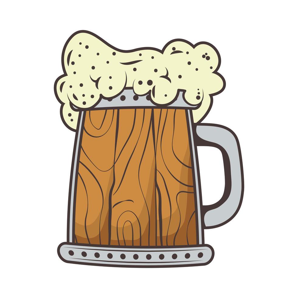 beer in wooden jar vector