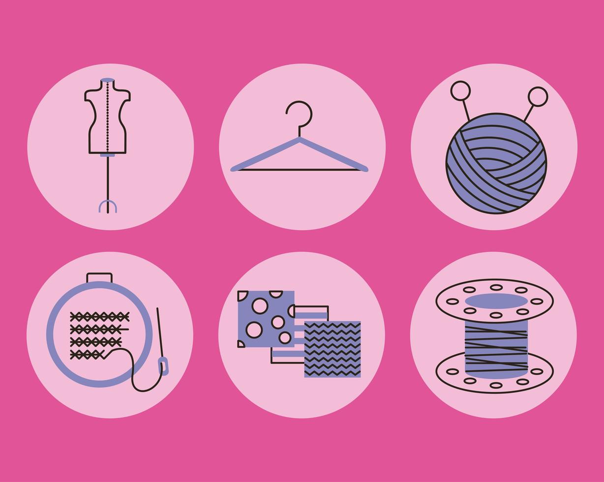 seis iconos de la industria de la moda vector