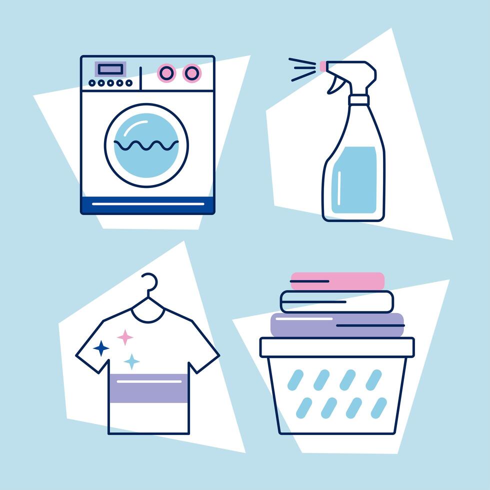 four laundry service icons vector