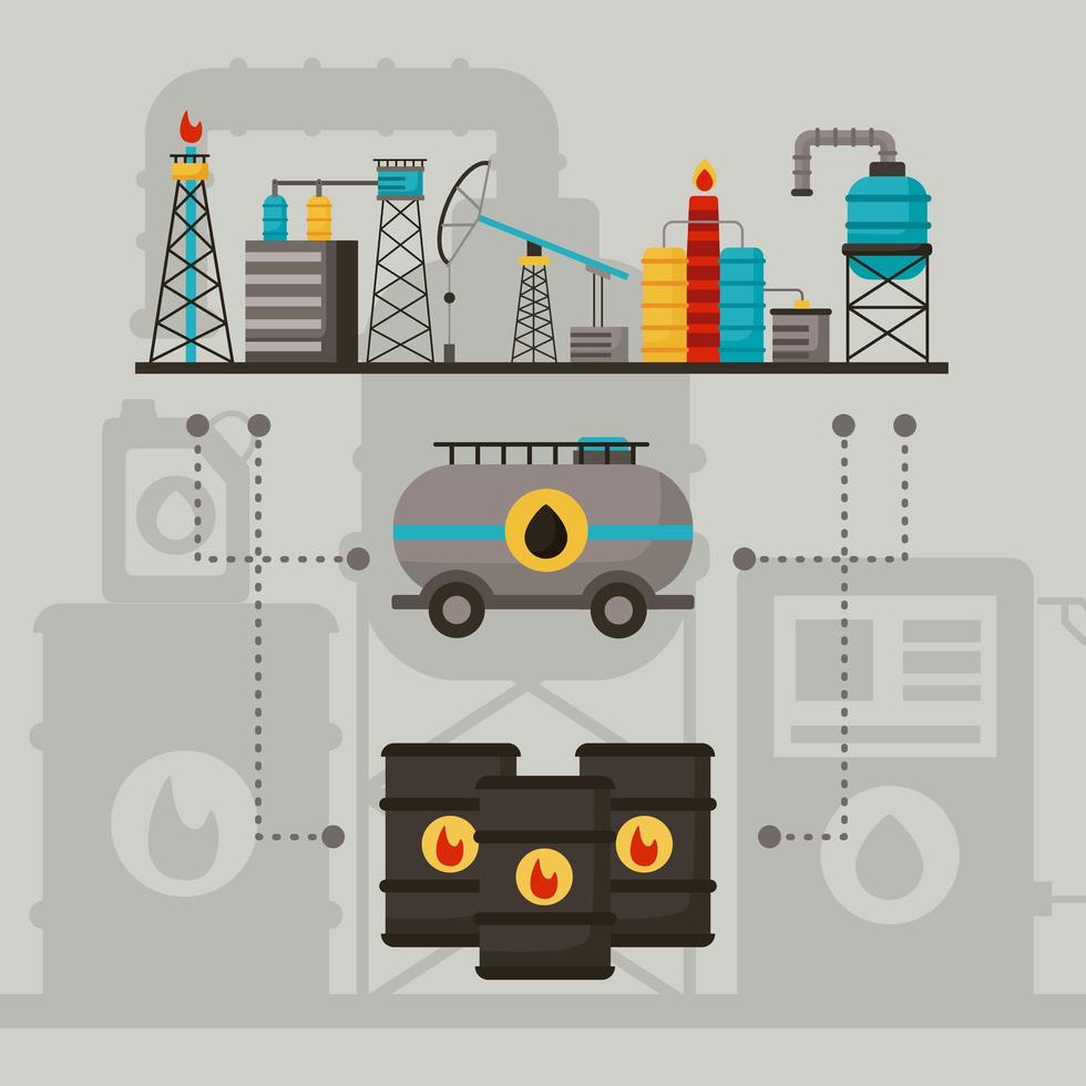 three oil industry icons vector