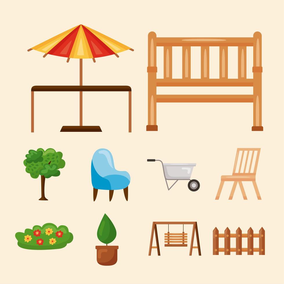 Garden icon set vector